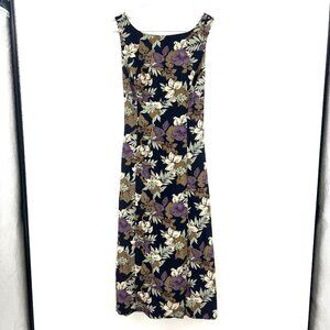 Vintage Y2K Alyn Paige Floral Open Back Tie Midi Dress Women's Small